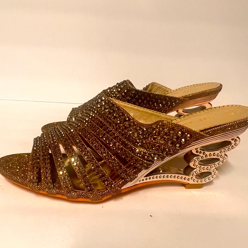 Gold JohnFashion rhinestone evening slide